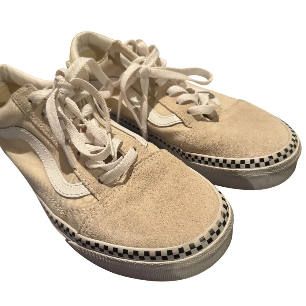 Vans Old Skool Checkerboard Foxing‎ Sneakers Cream Women's 7.5